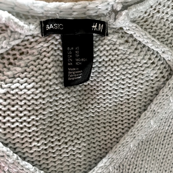 H&M Light Mint Green V-Neck Pullover Hi-Lo Cable Knit Sweater - Picture 4 of 4